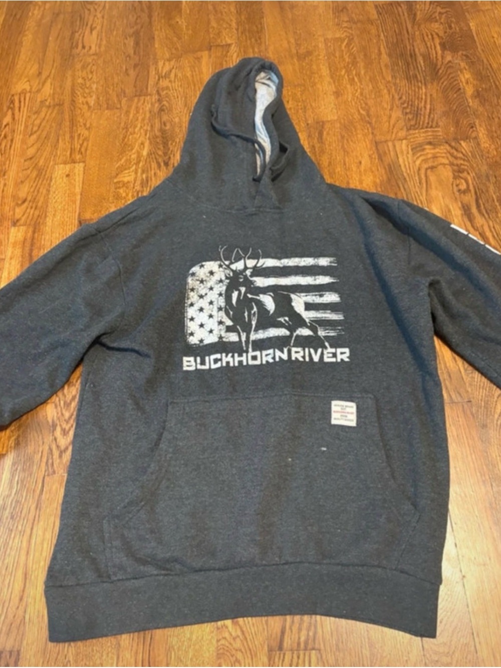 Buckhorn River Men’s Charcoal Graphic Hooded Sweatshirt